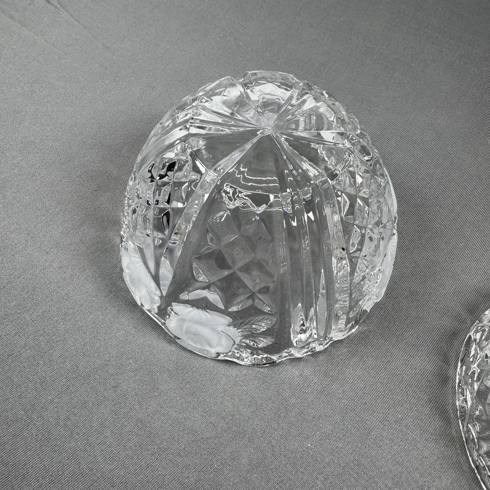 Vintage Cut Lead Crystal Candy Dish with Lid – Frosted Roses‎ 